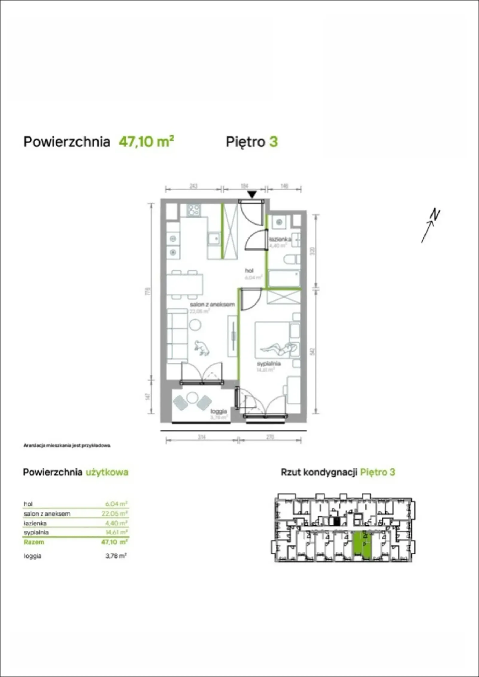 Rzut: Lokal 3/A/04, 2 pok.