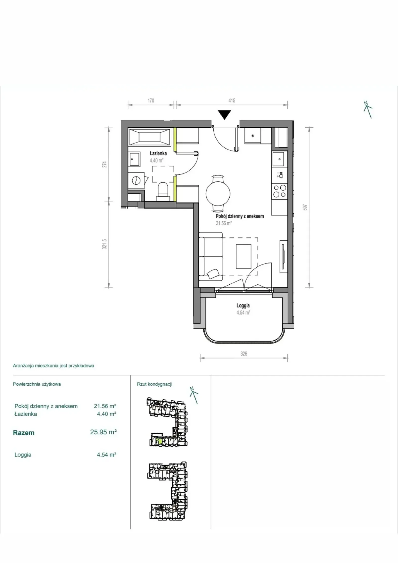 Floor plan: Apartment no. A/2/61