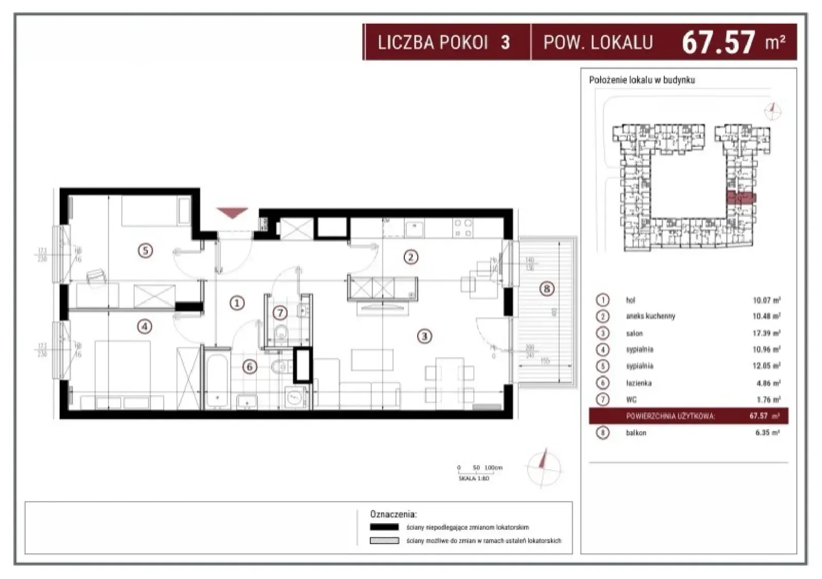 Floor plan: Apartment no. B/5/52
