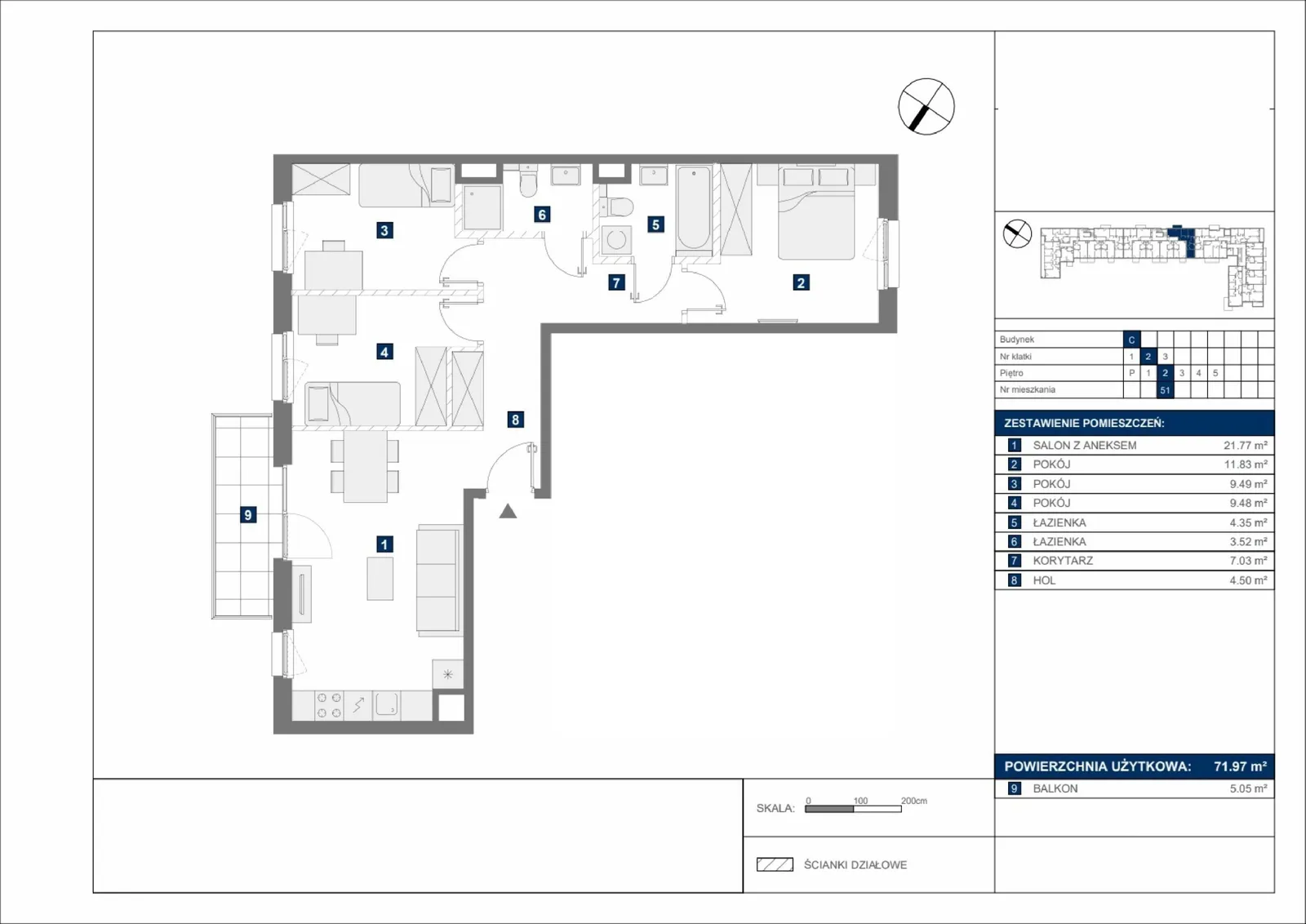 Floor plan: Apartment no. C51