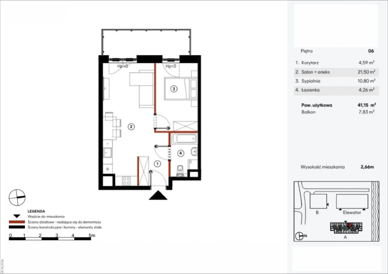 Floor plan: Apartment no. A.6.1