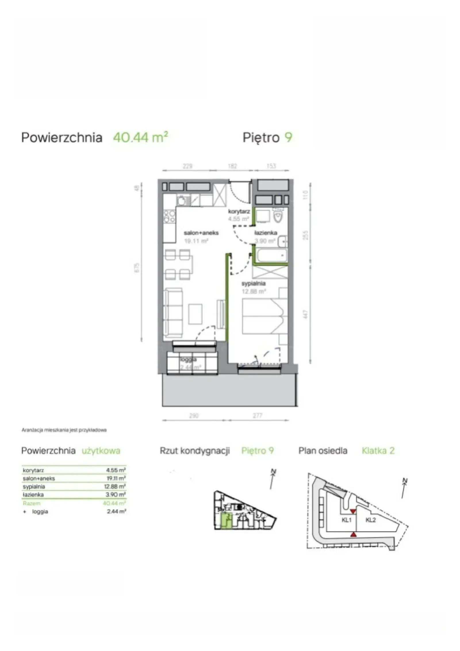 Floor plan: Apartment no. K2/9/44
