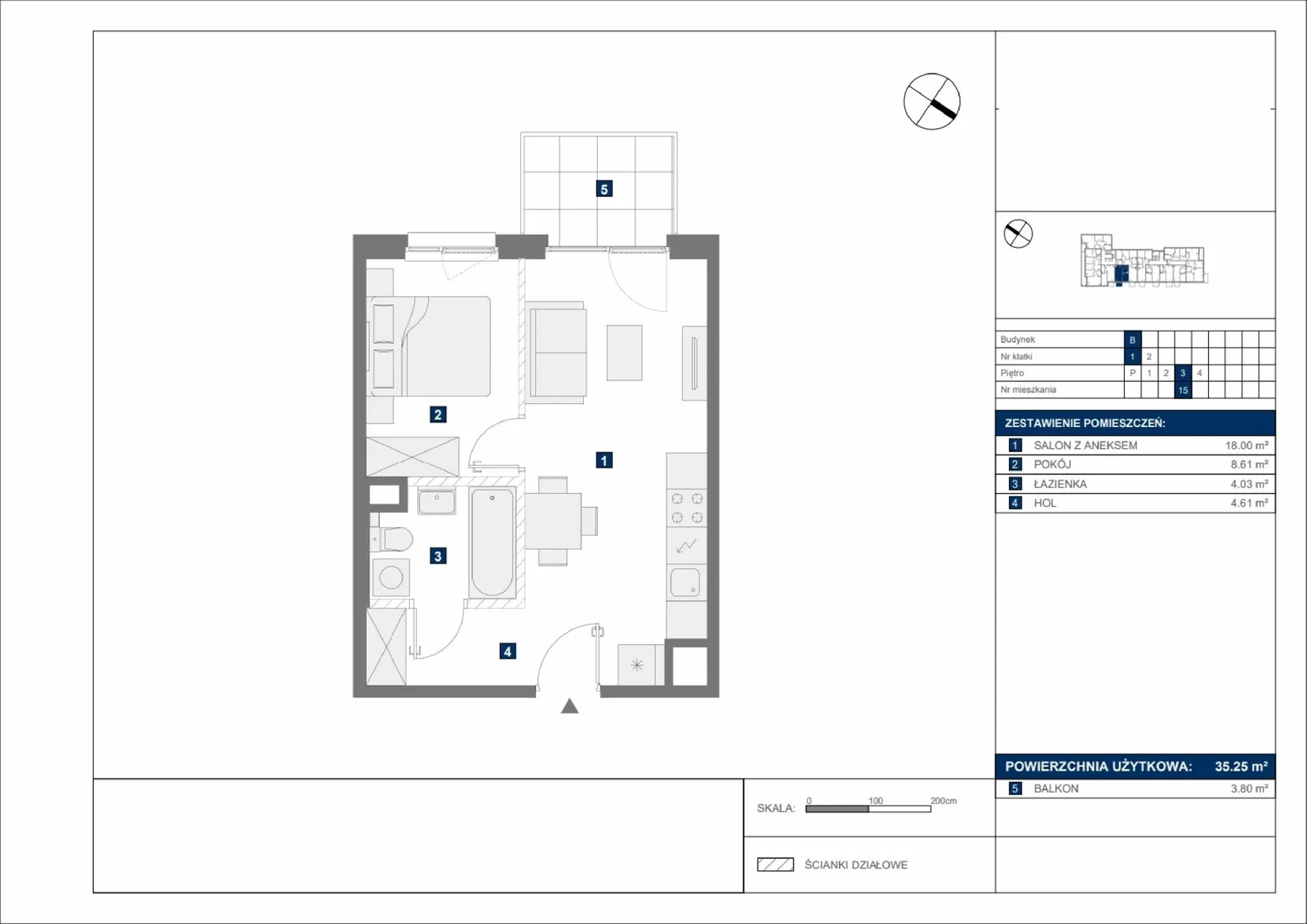 Floor plan: Apartment no. B15