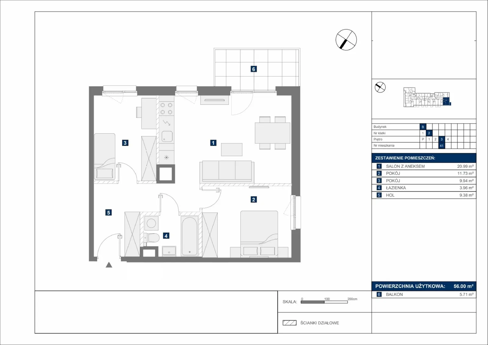 Floor plan: Apartment no. B41