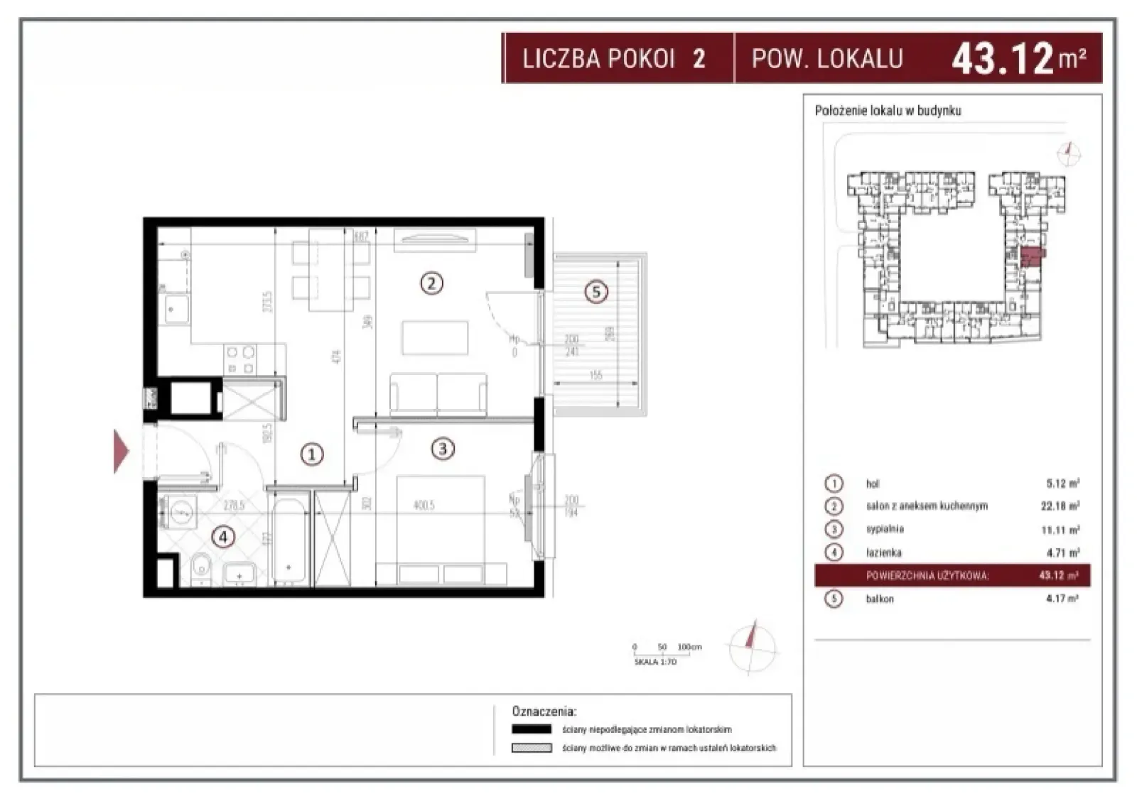 Floor plan: Apartment no. B/7/57