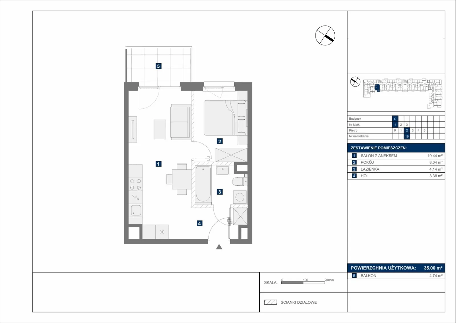 Floor plan: Apartment no. C16