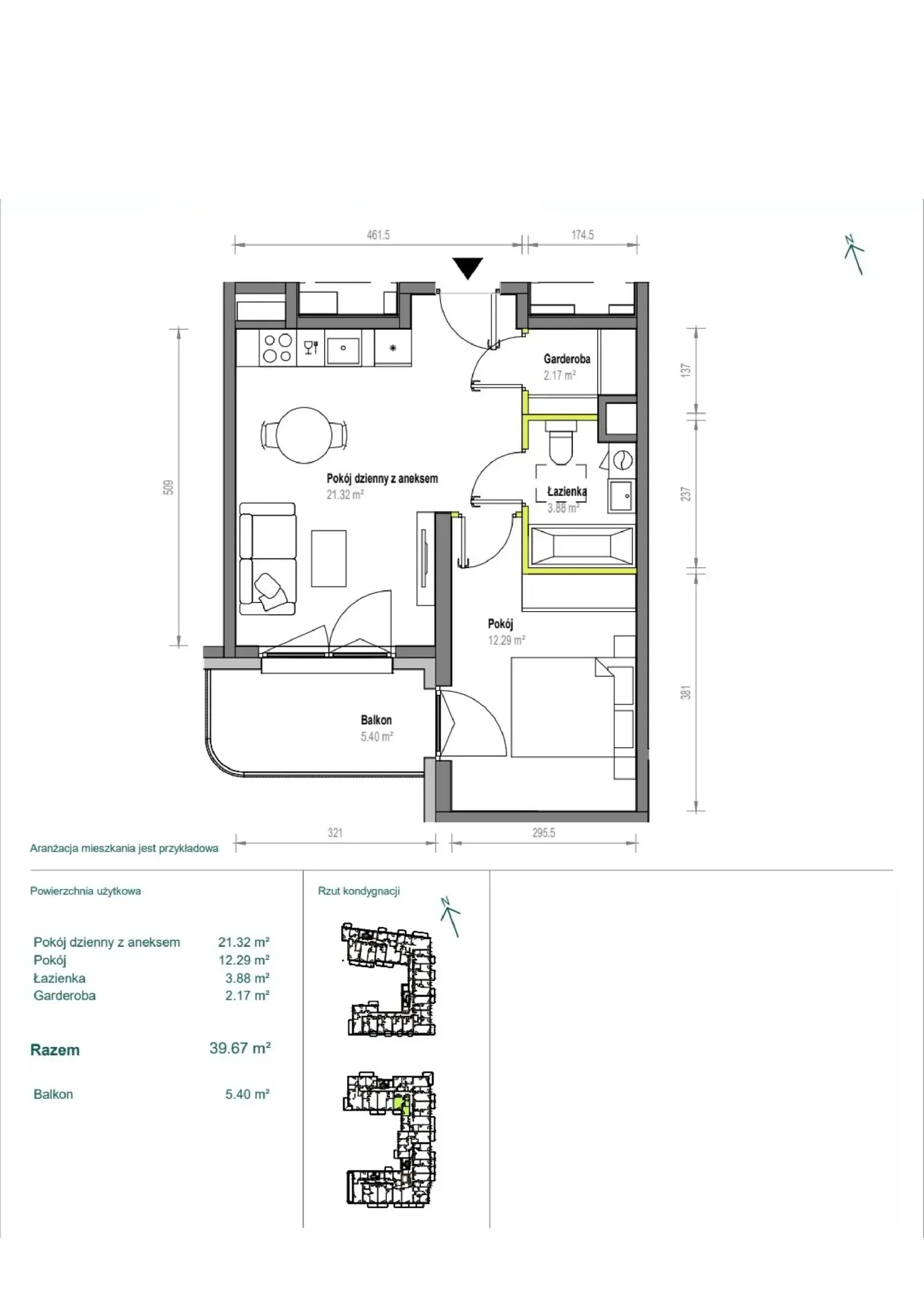 Floor plan: Apartment no. B/1/105