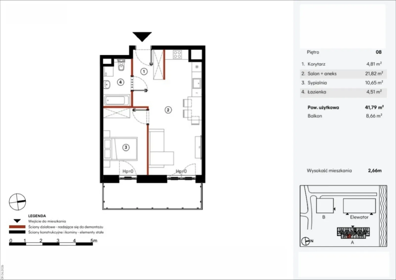 Floor plan: Apartment no. A.8.9
