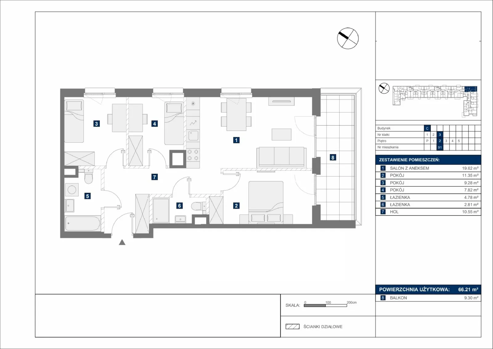 Floor plan: Apartment no. C91