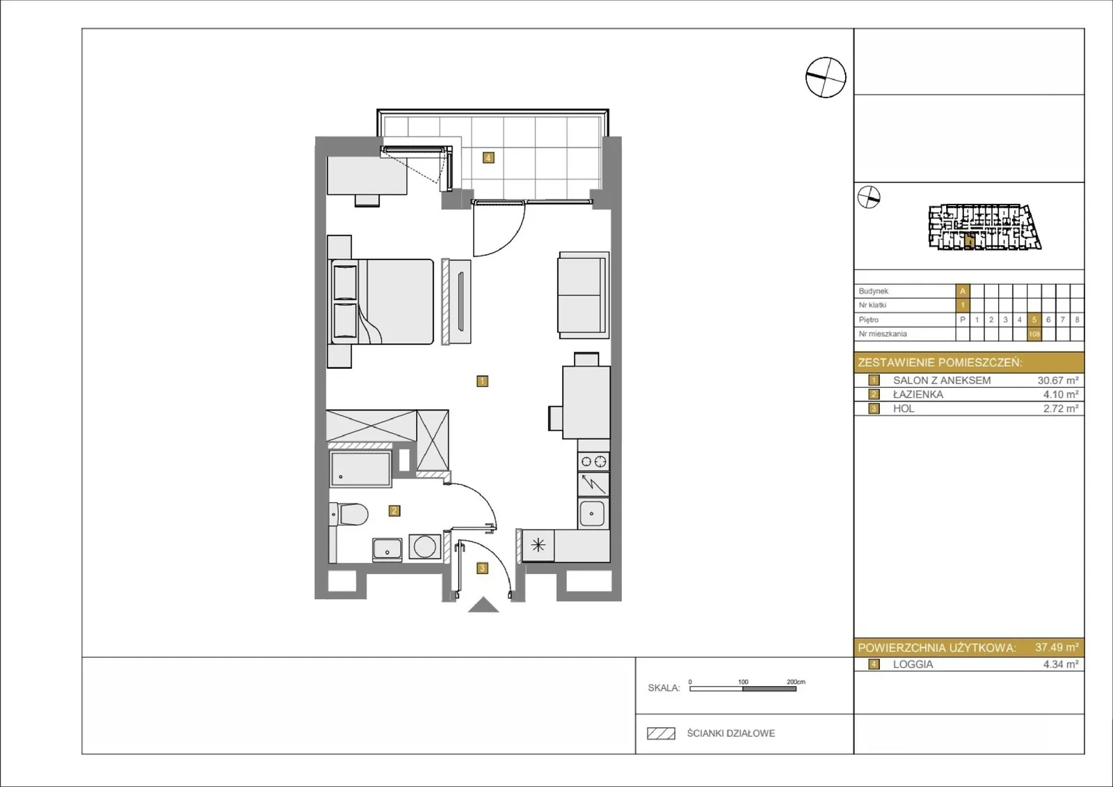 Floor plan: Apartment no. A108