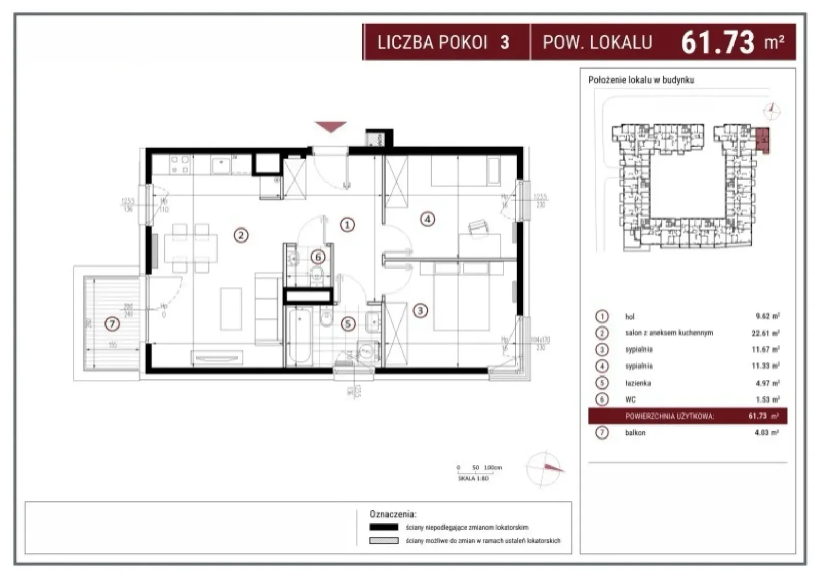 Floor plan: Apartment no. A/6/23