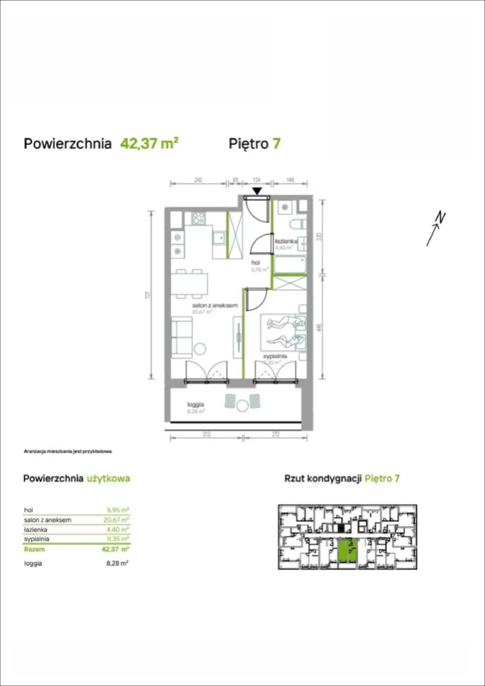 Rzut: Lokal 7/A/03, 2 pok.