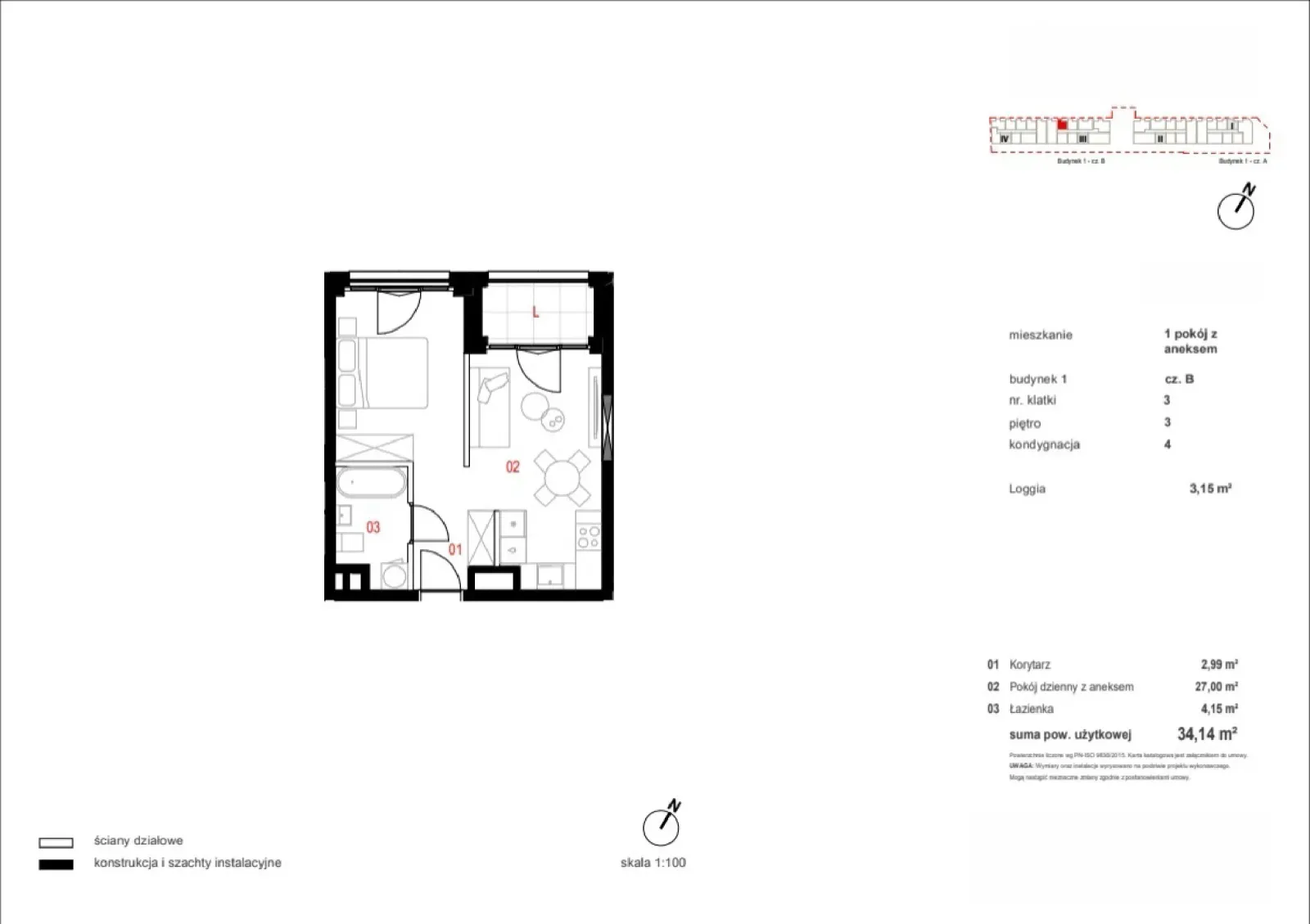 Floor plan: Apartment no. B/03/03/114