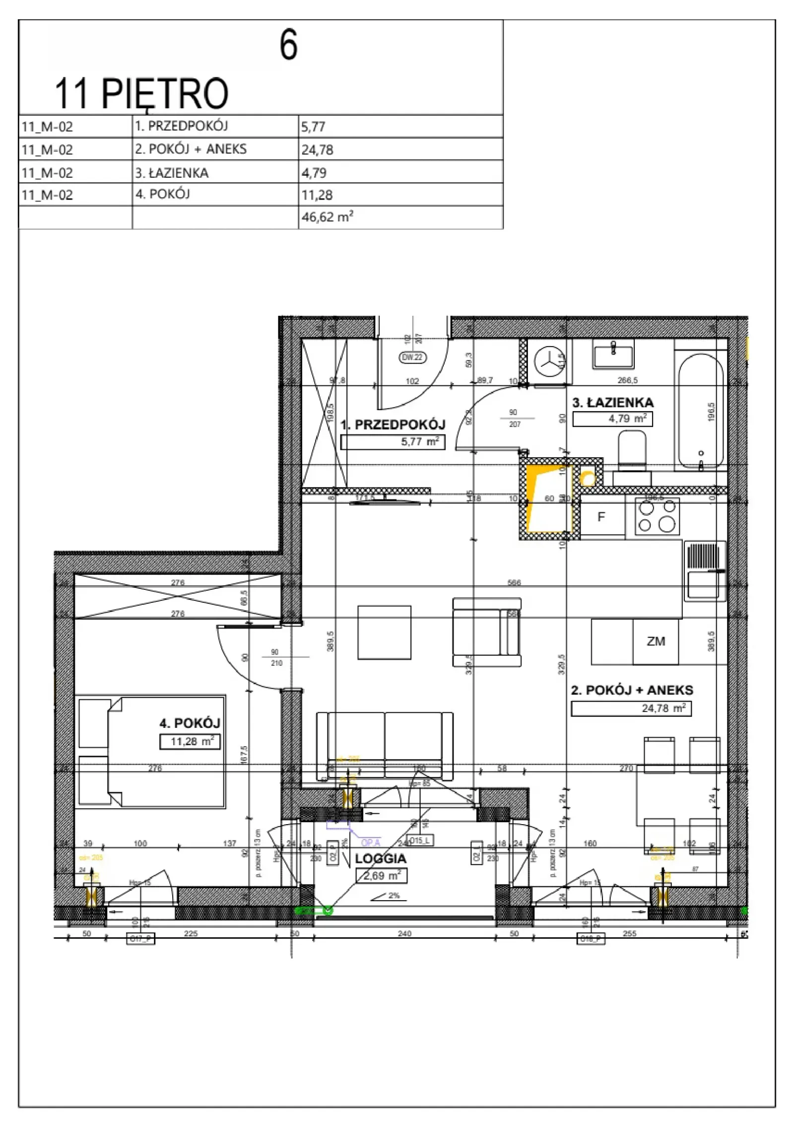 Floor plan: Apartment no. B116