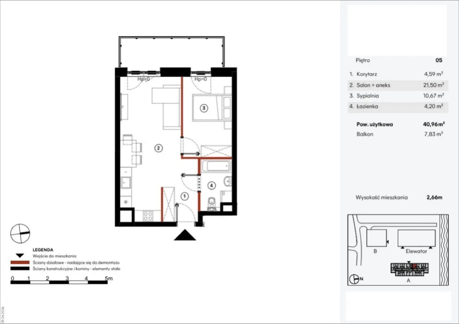 Floor plan: Apartment no. A.5.1