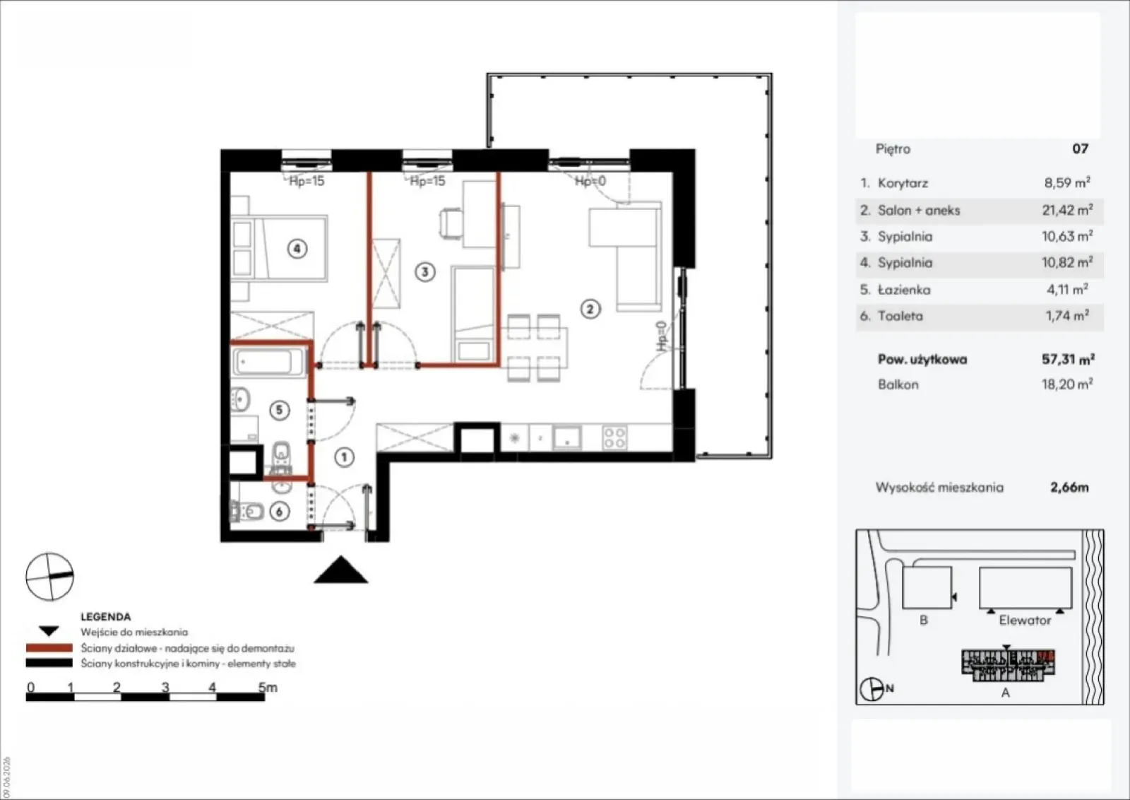 Floor plan: Apartment no. A.7.3