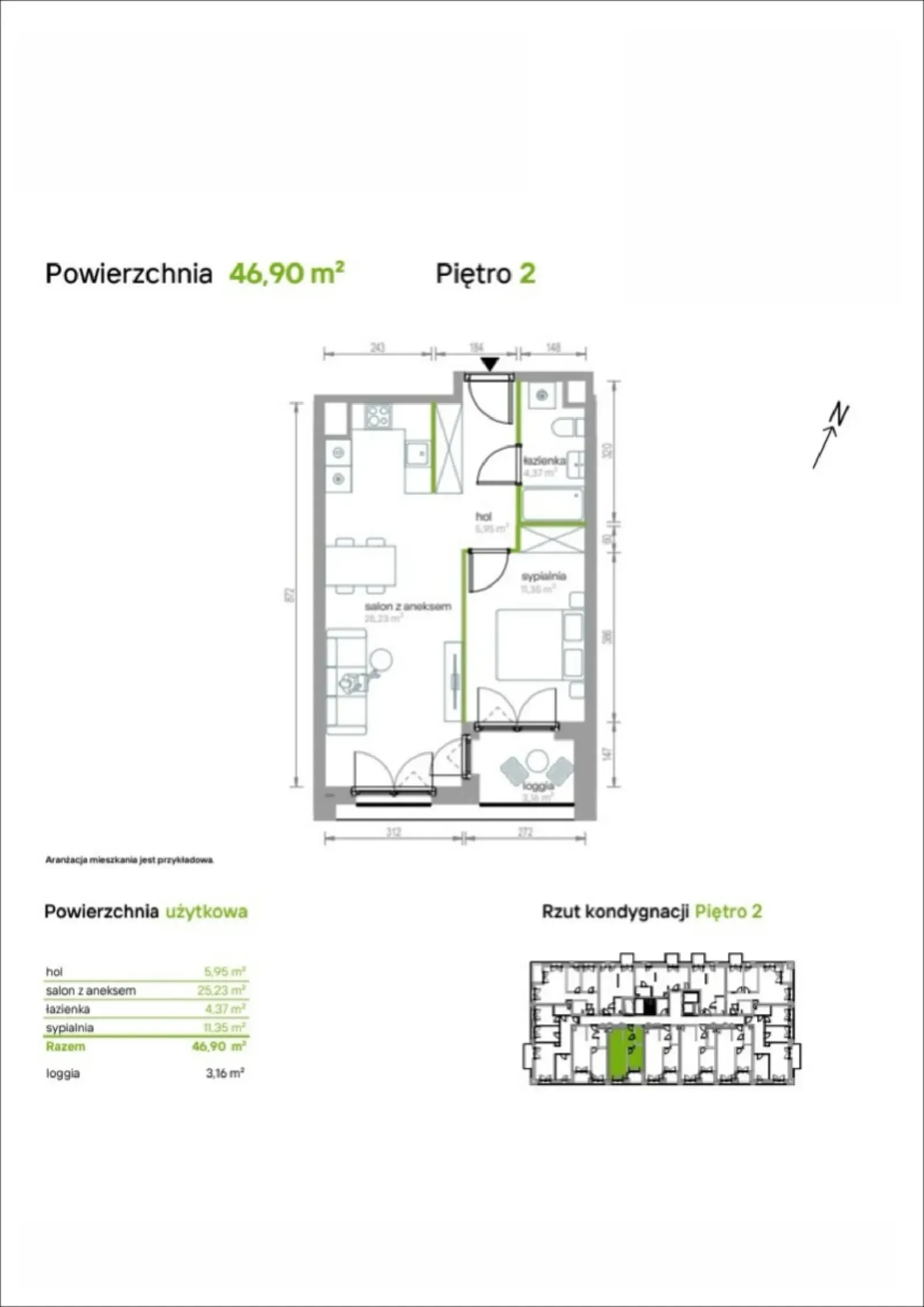 Rzut: Lokal 2/A/02, 2 pok.