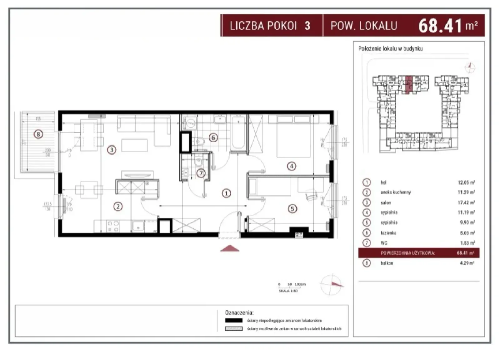 Floor plan: Apartment no. I/8/218