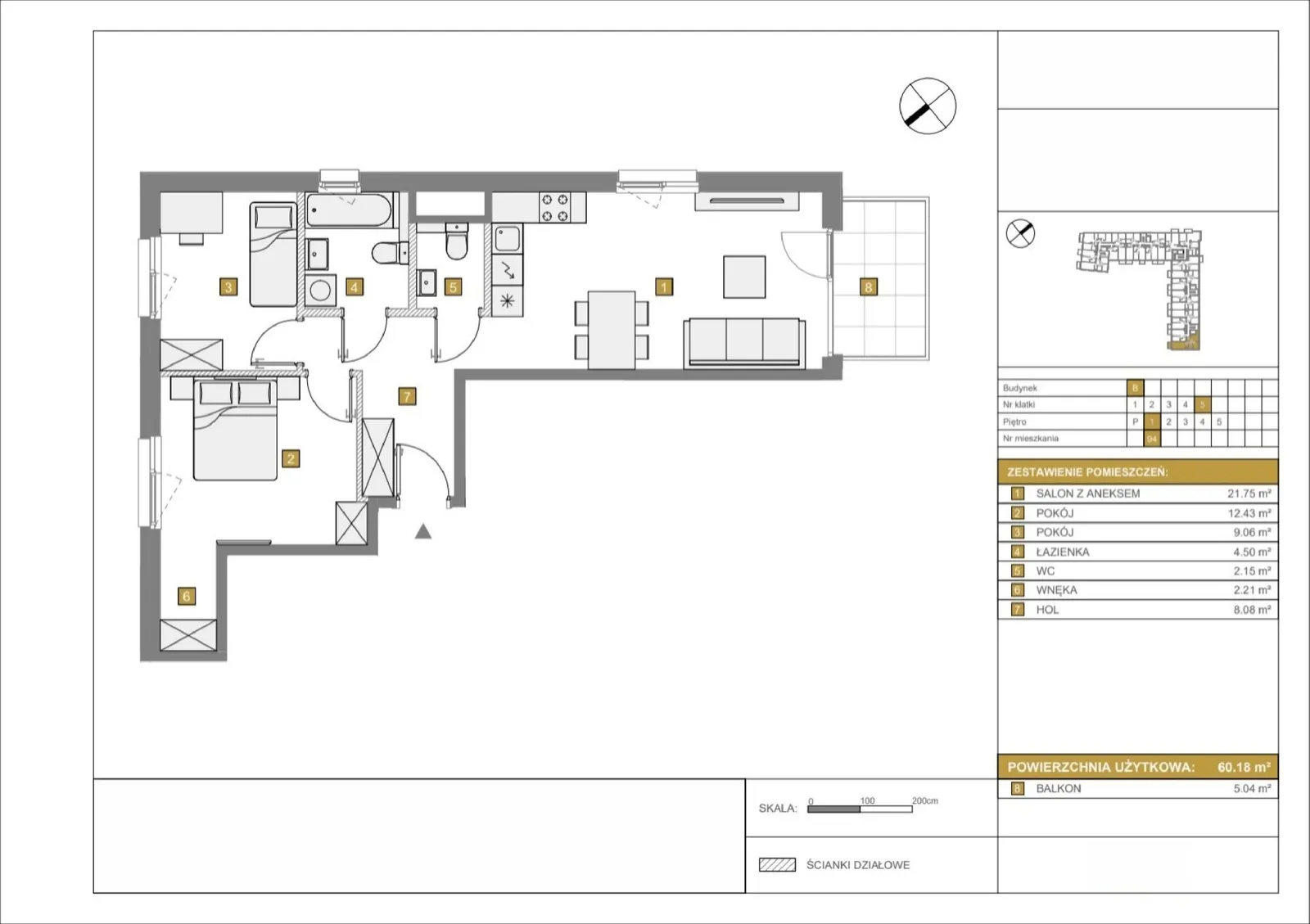 Floor plan: Apartment no. B94