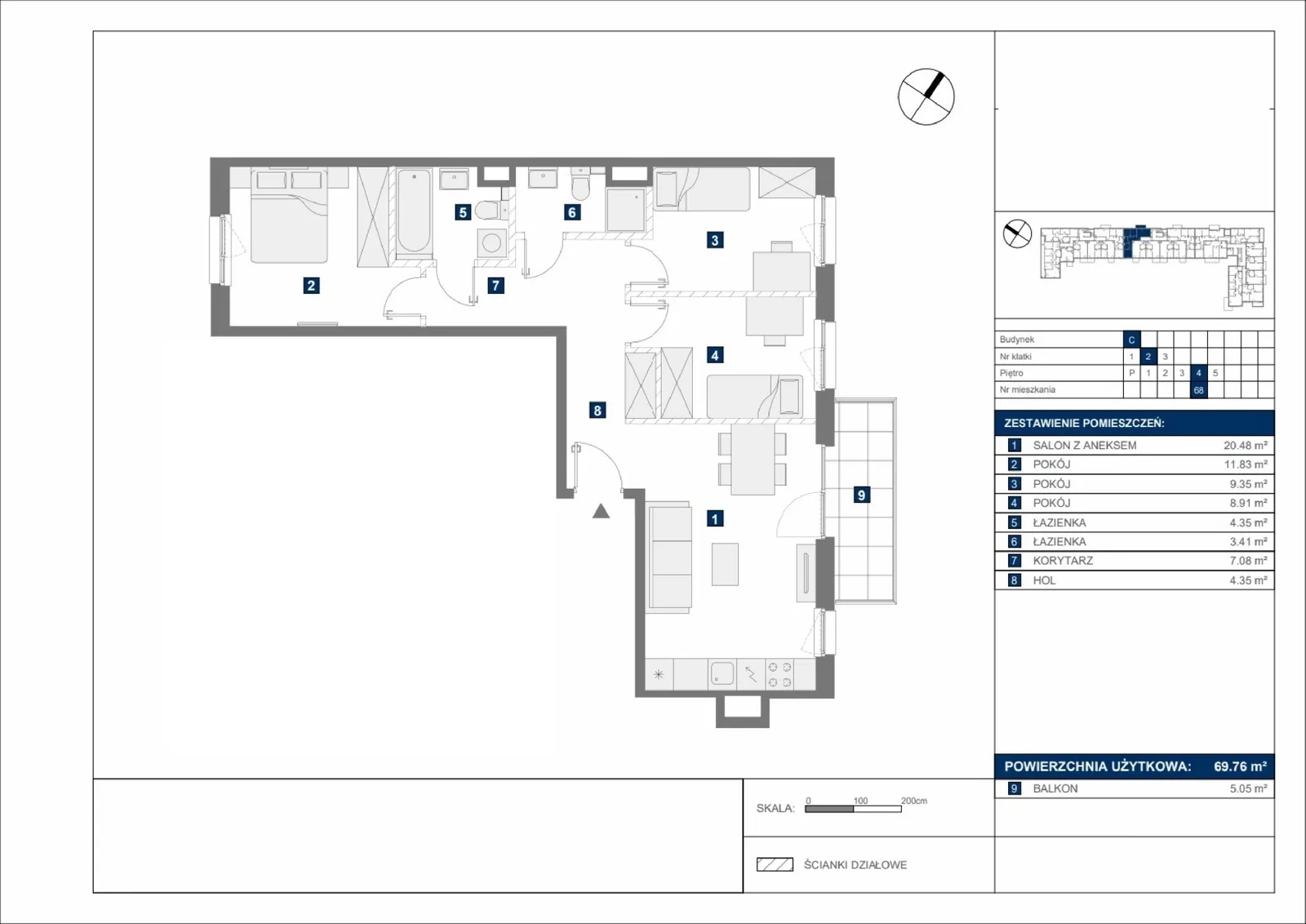 Floor plan: Apartment no. C68