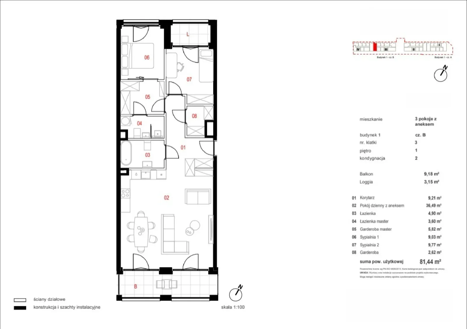 Floor plan: Apartment no. B/03/01/097