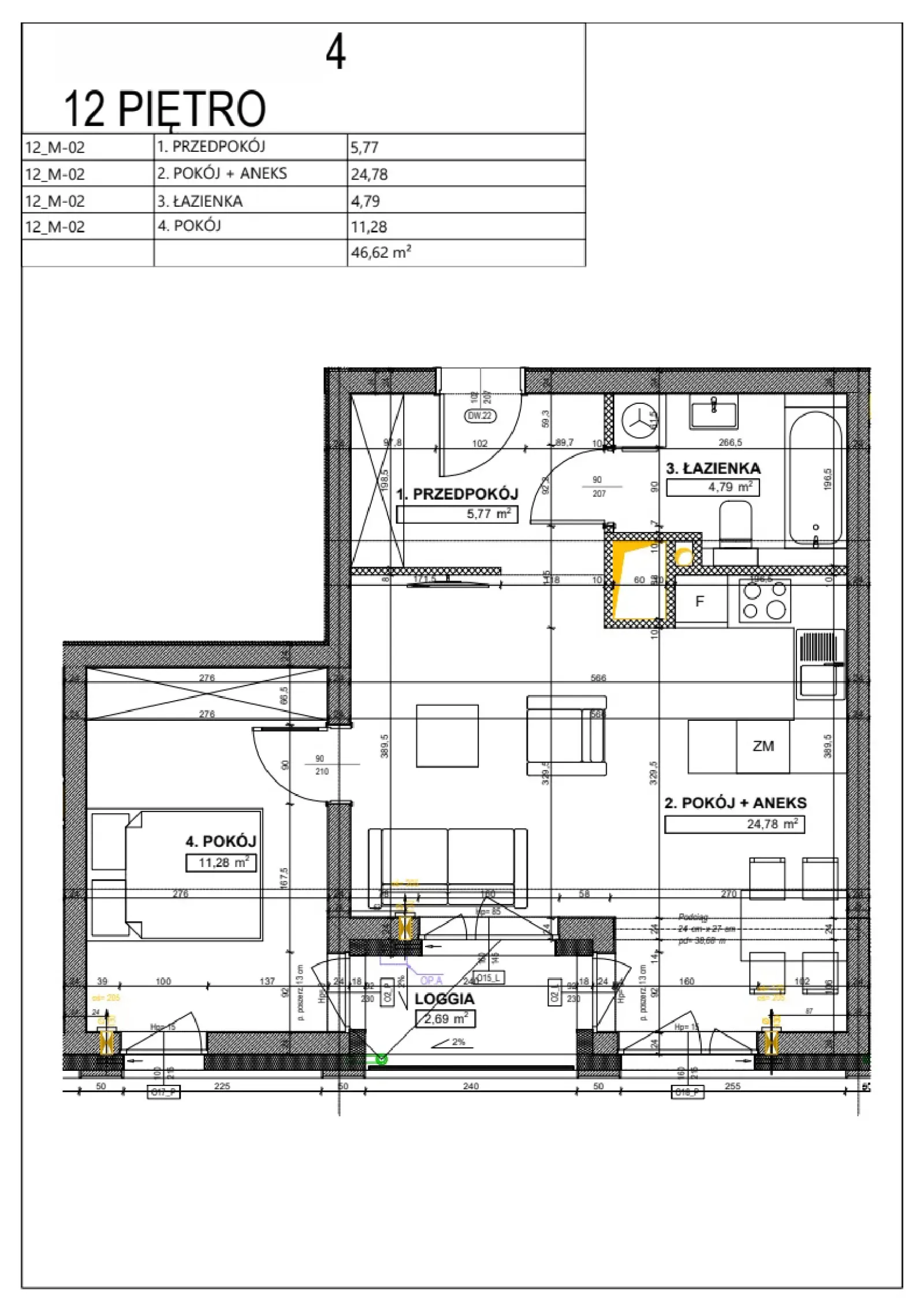 Floor plan: Apartment no. B124