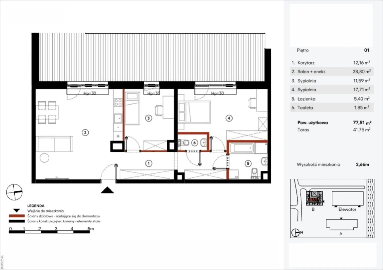 Floor plan: Apartment no. B.1.9