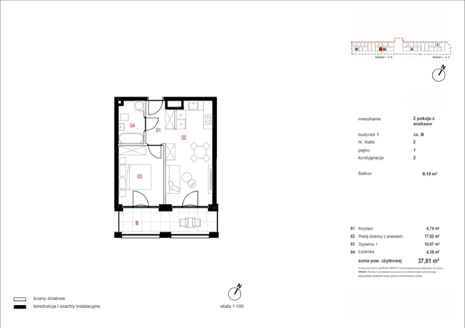 Floor plan: Apartment no. B/03/01/095