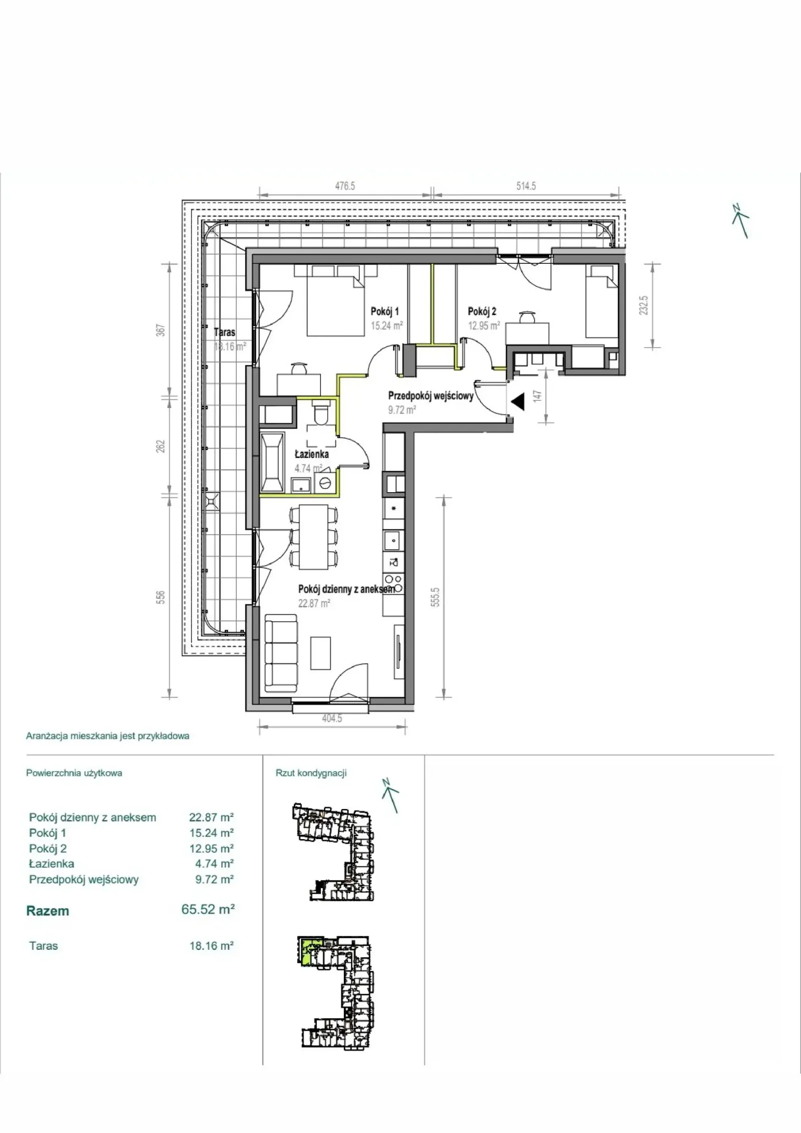 Floor plan: Apartment no. B/1/118