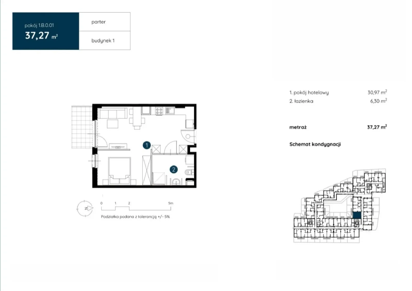 Floor plan: Apartment no. 1.B.0.01