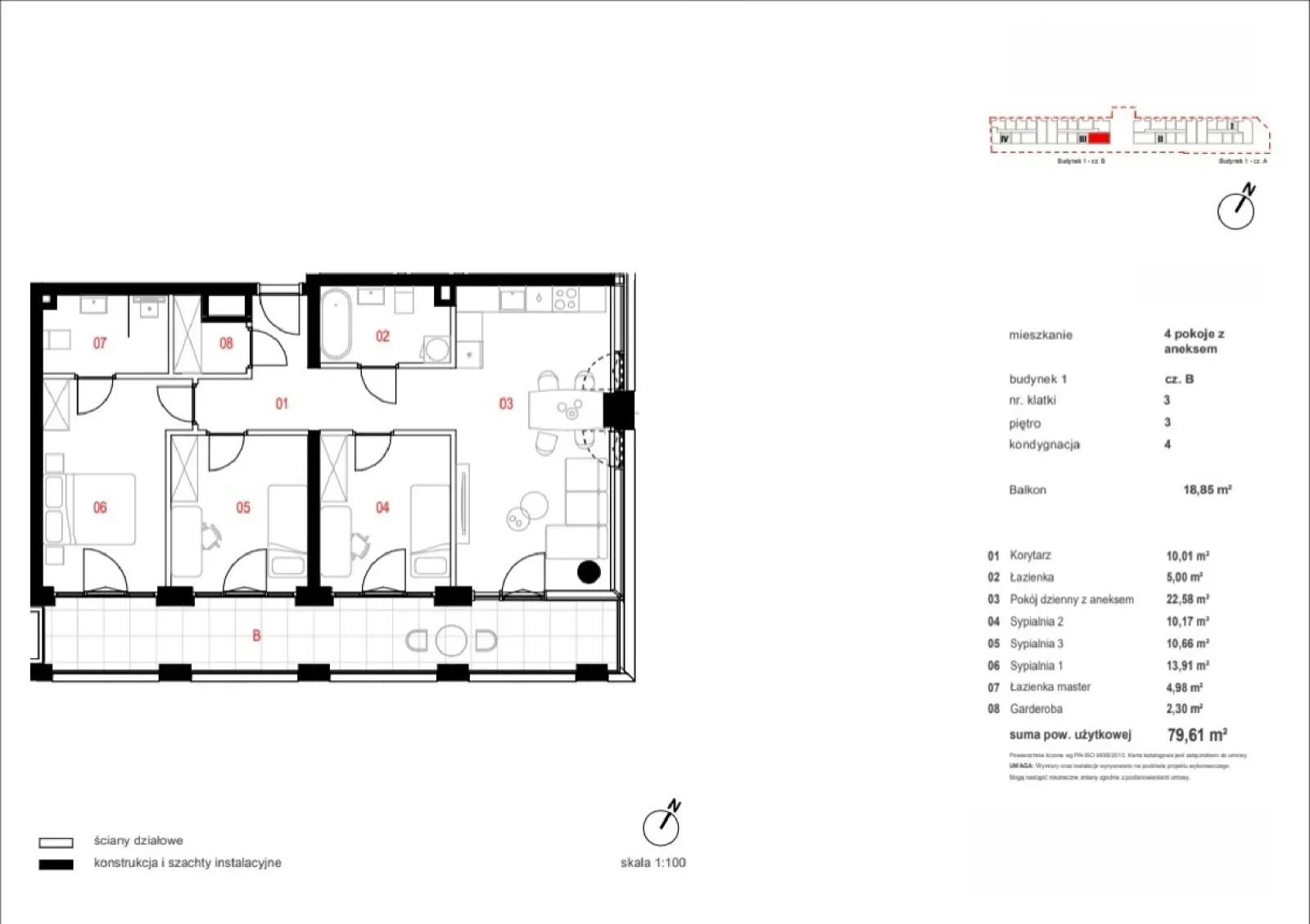 Floor plan: Apartment no. B/03/03/118