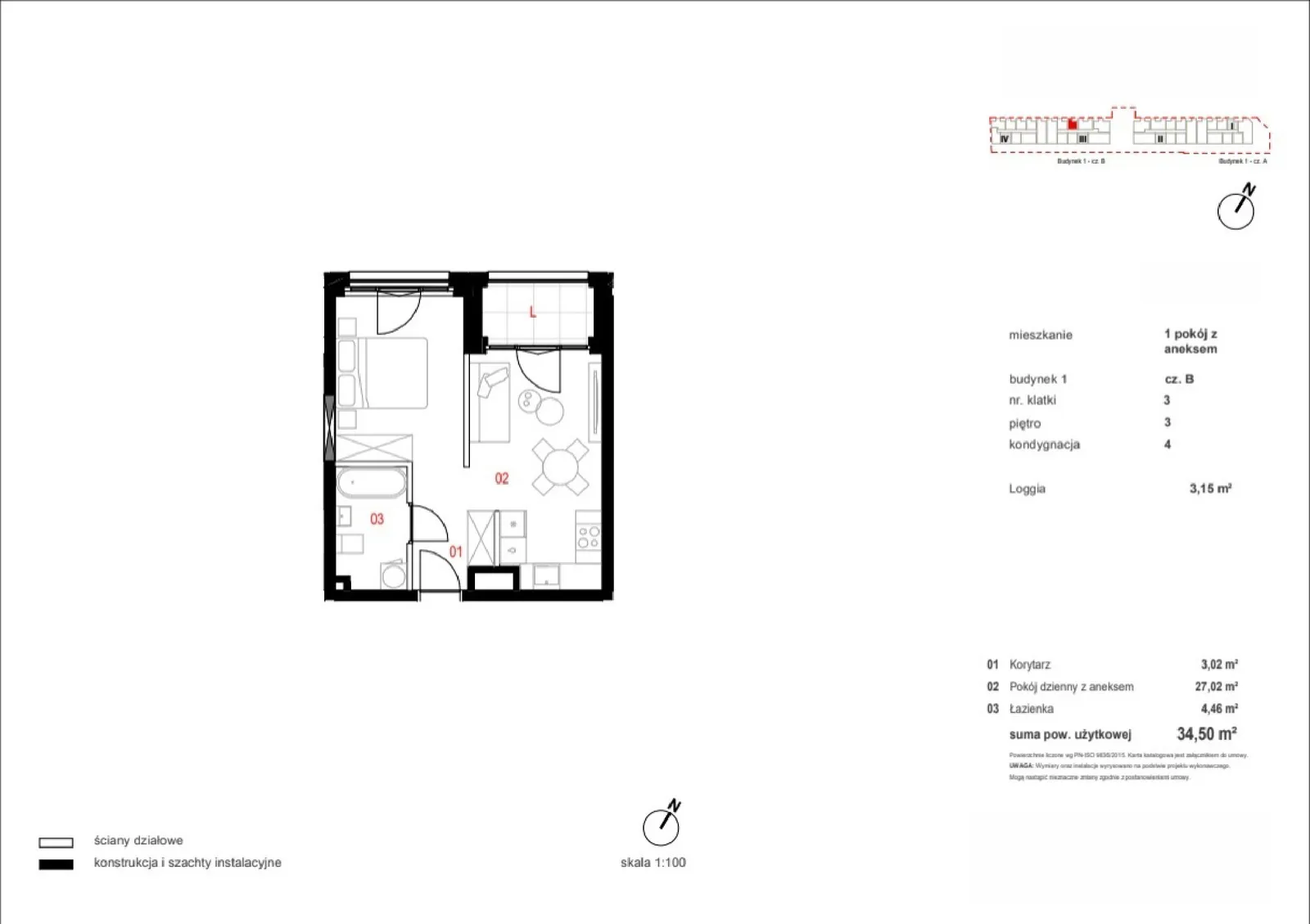 Floor plan: Apartment no. B/03/03/115