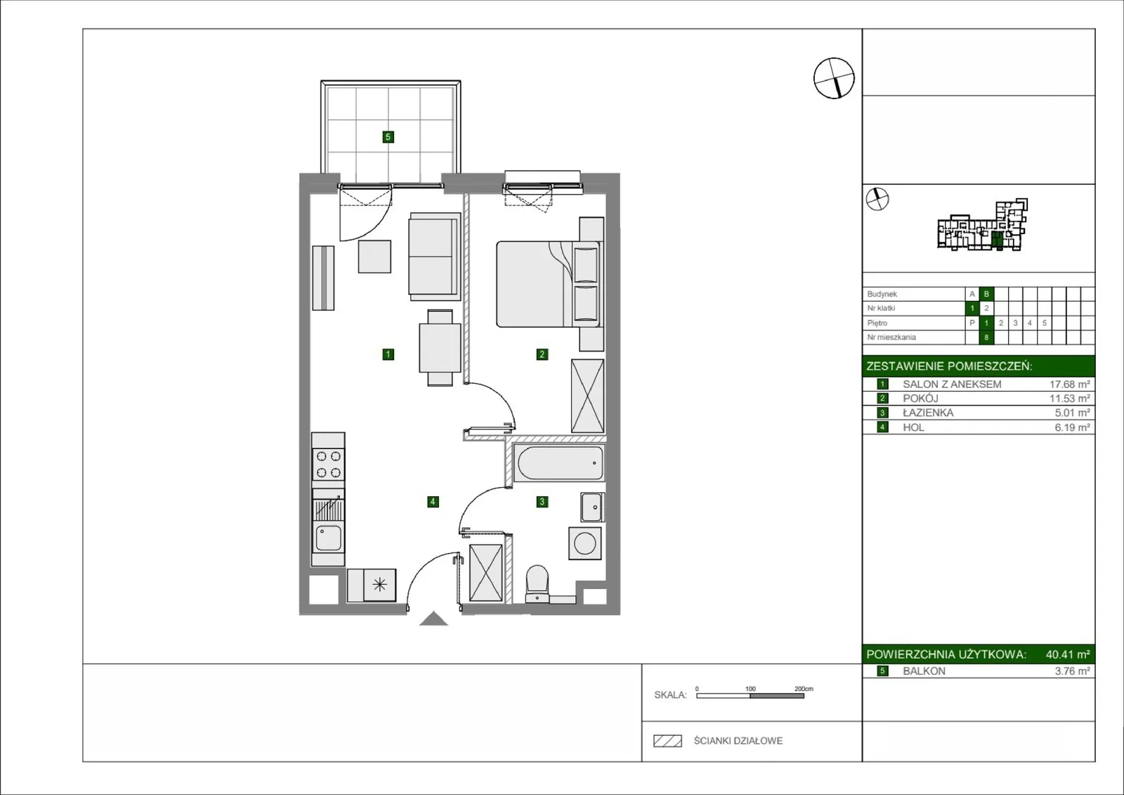 Floor plan: Apartment no. B8