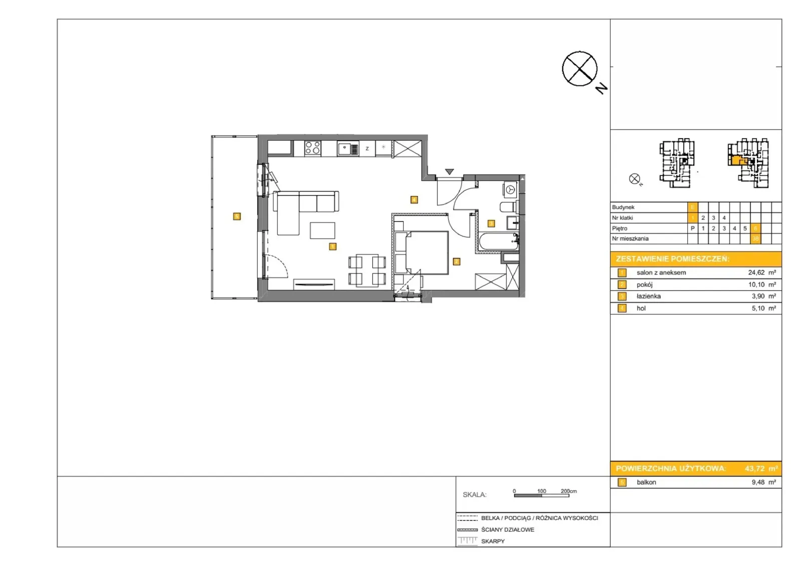 Floor plan: Apartment no. E38