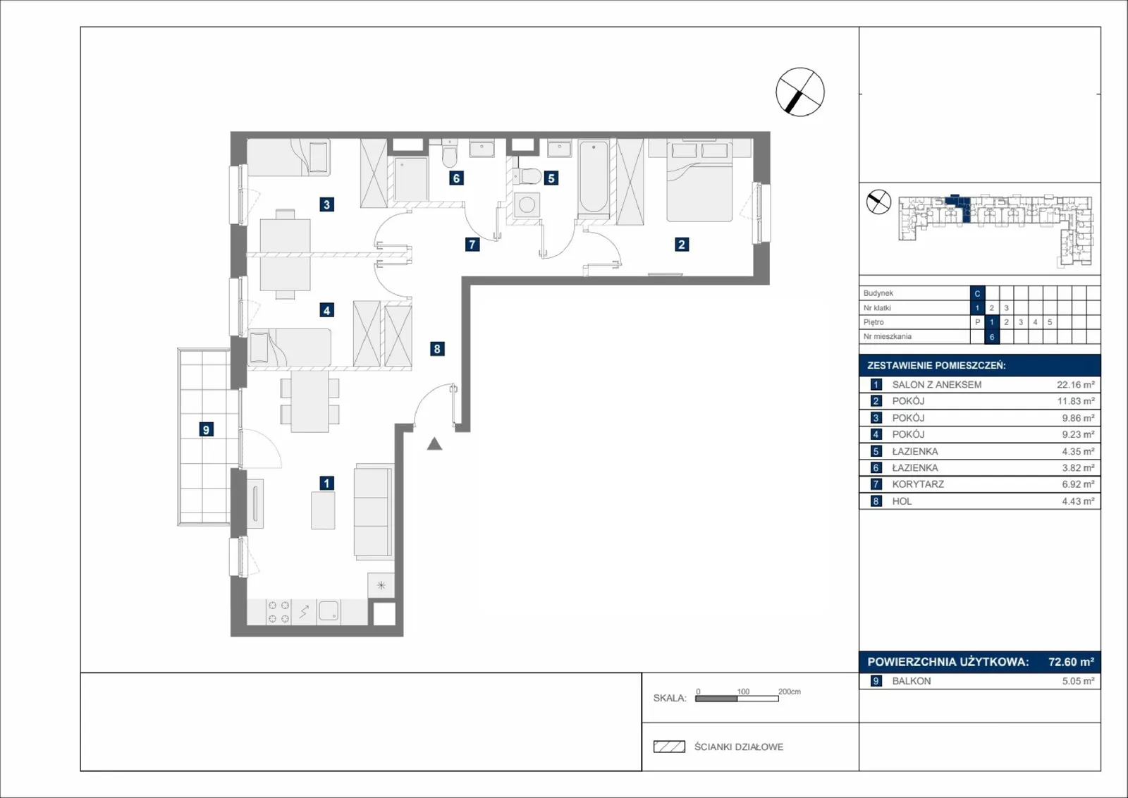 Floor plan: Apartment no. C6