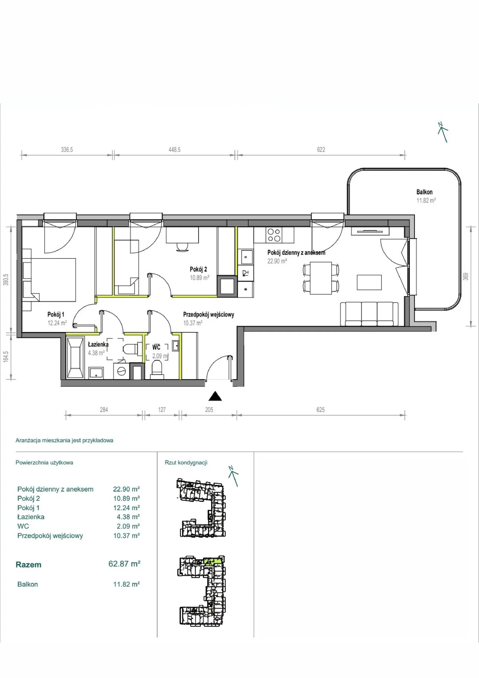 Floor plan: Apartment no. B/1/109