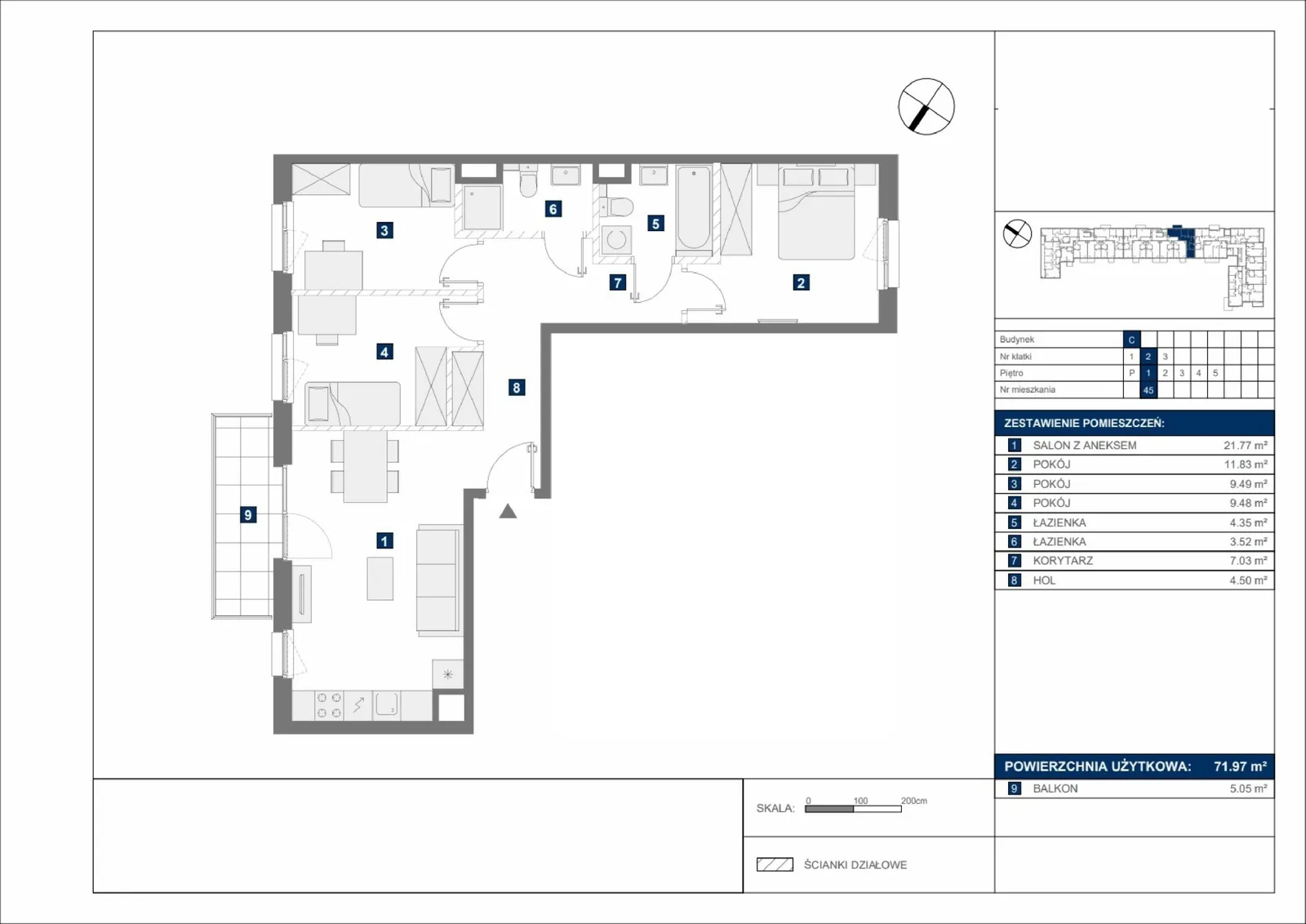 Floor plan: Apartment no. C45