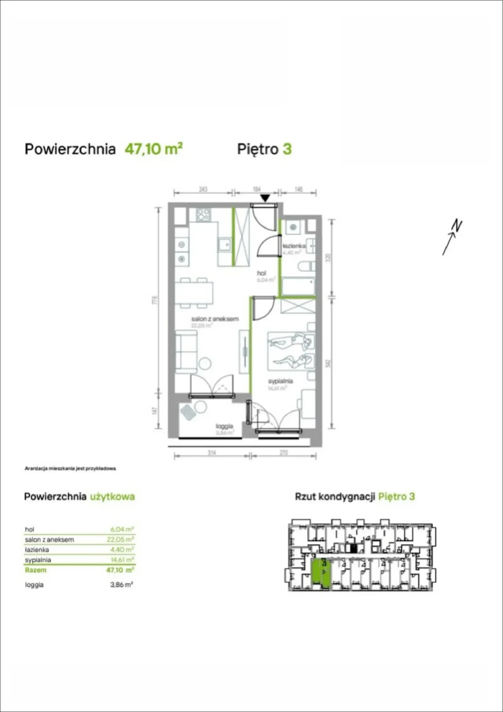 Rzut: Lokal 3/A/01, 2 pok.