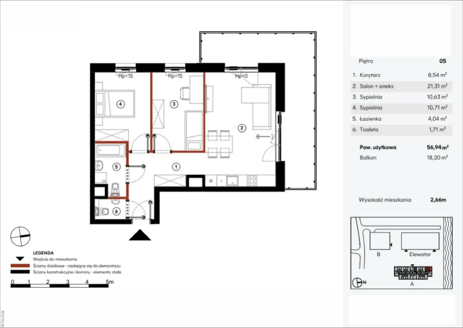 Floor plan: Apartment no. A.5.3