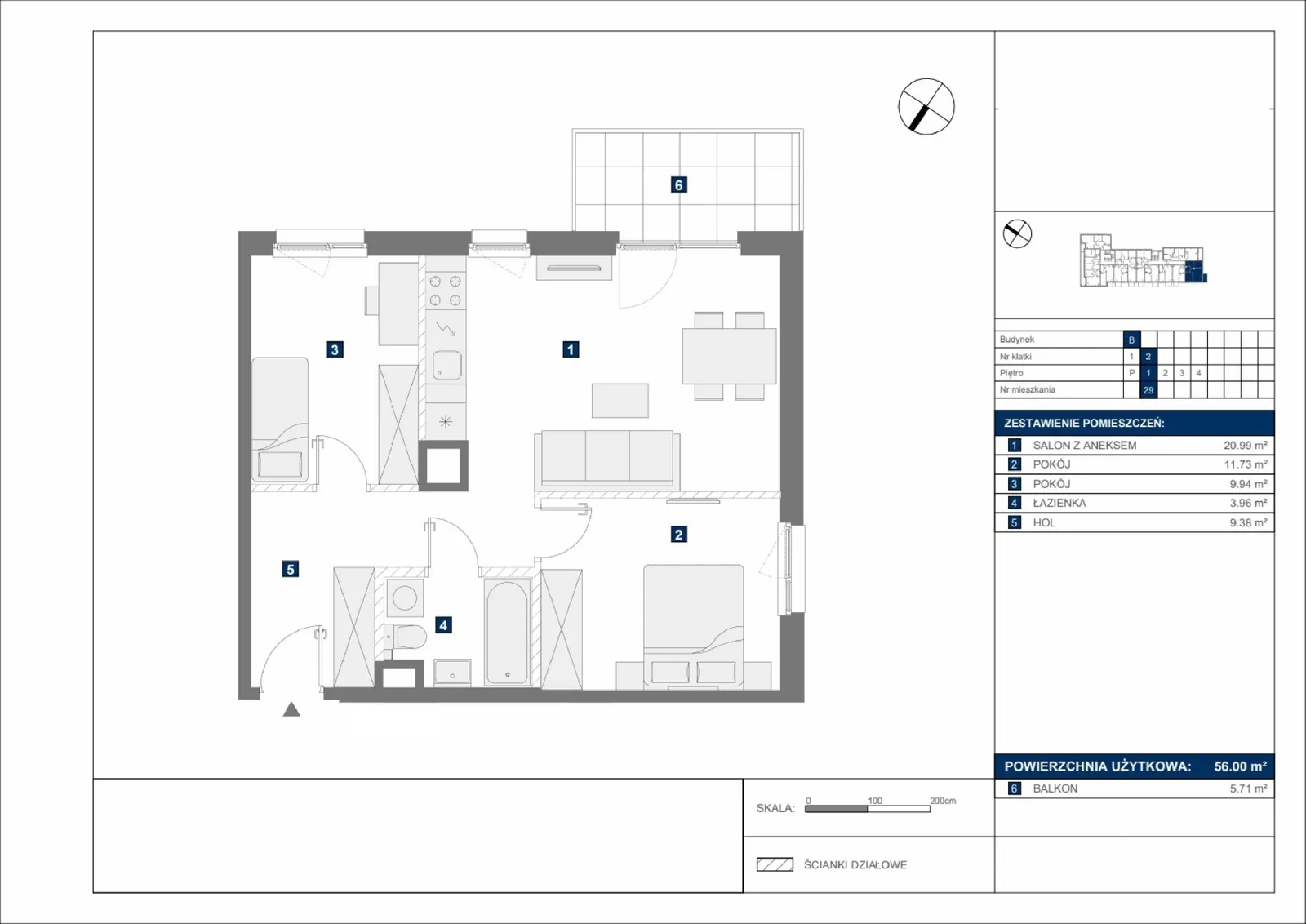 Floor plan: Apartment no. B29
