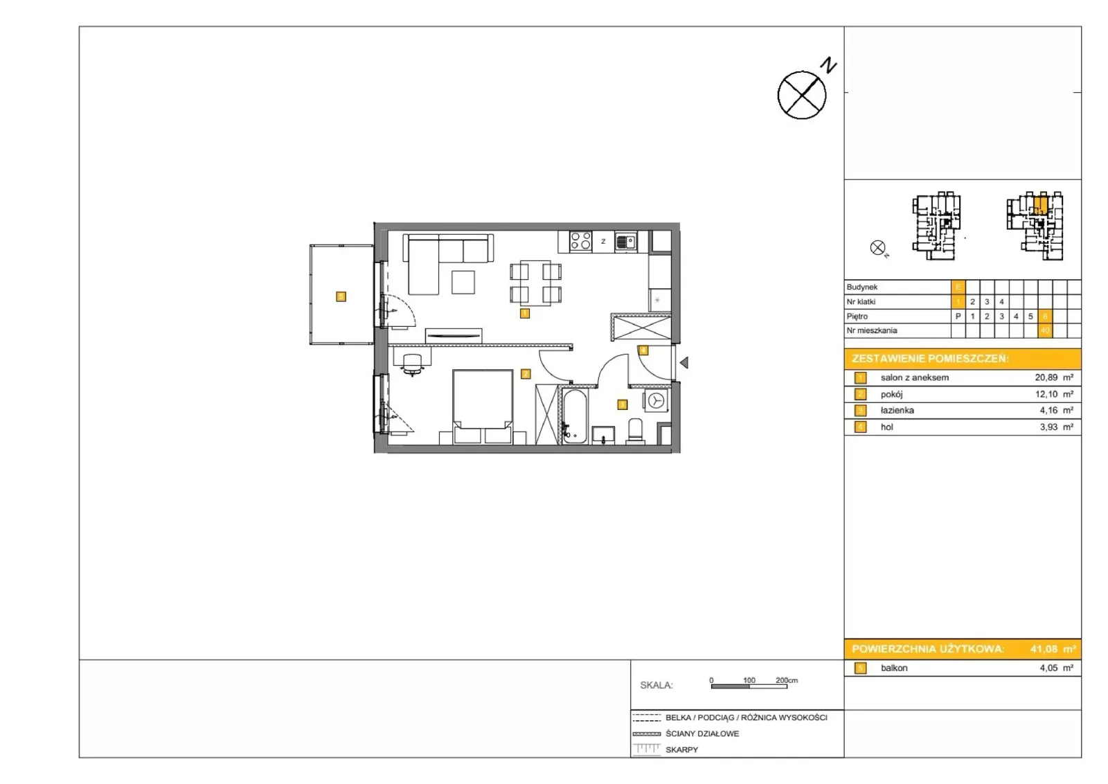 Floor plan: Apartment no. E40