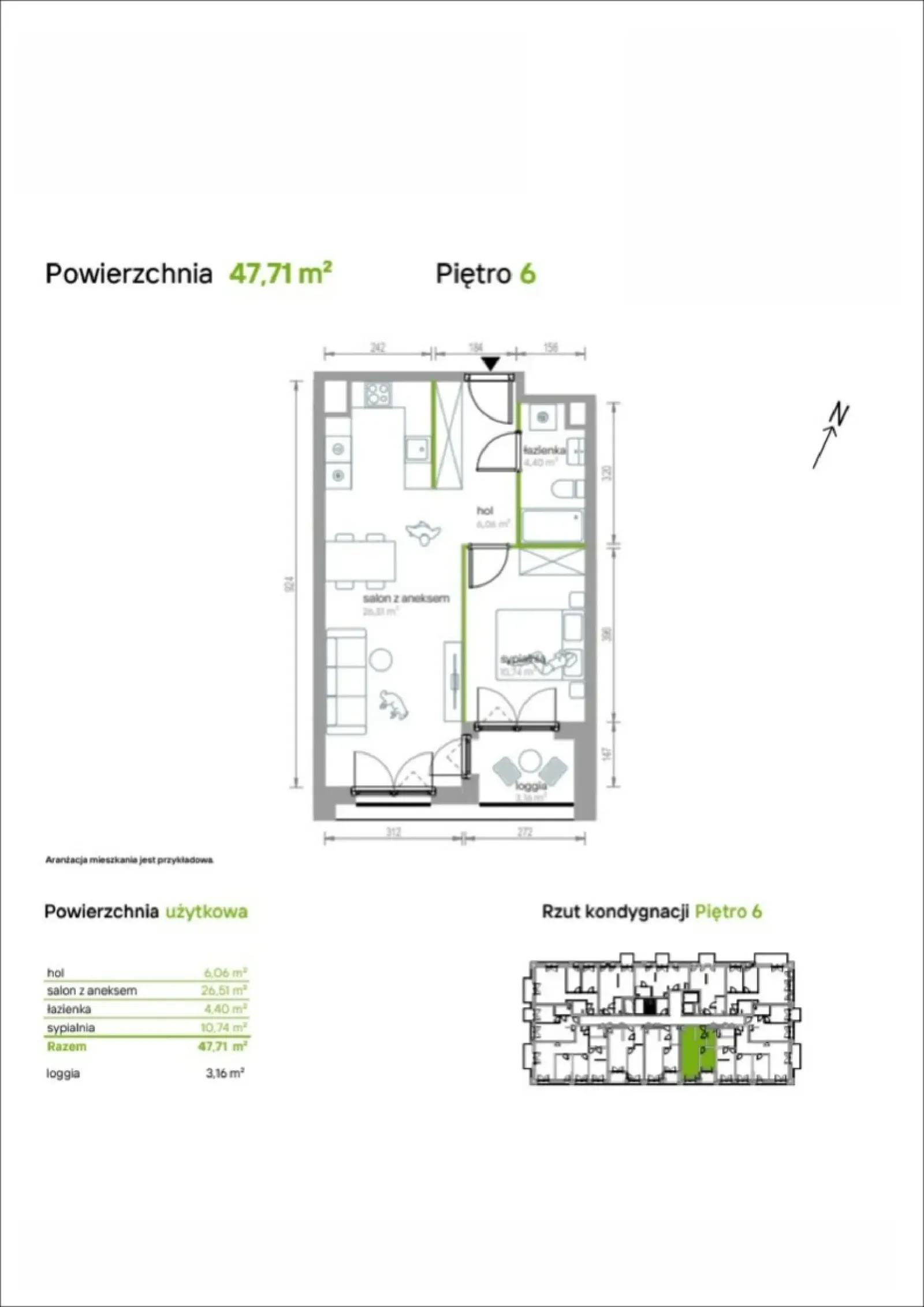Rzut: Lokal 6/A/04, 2 pok.