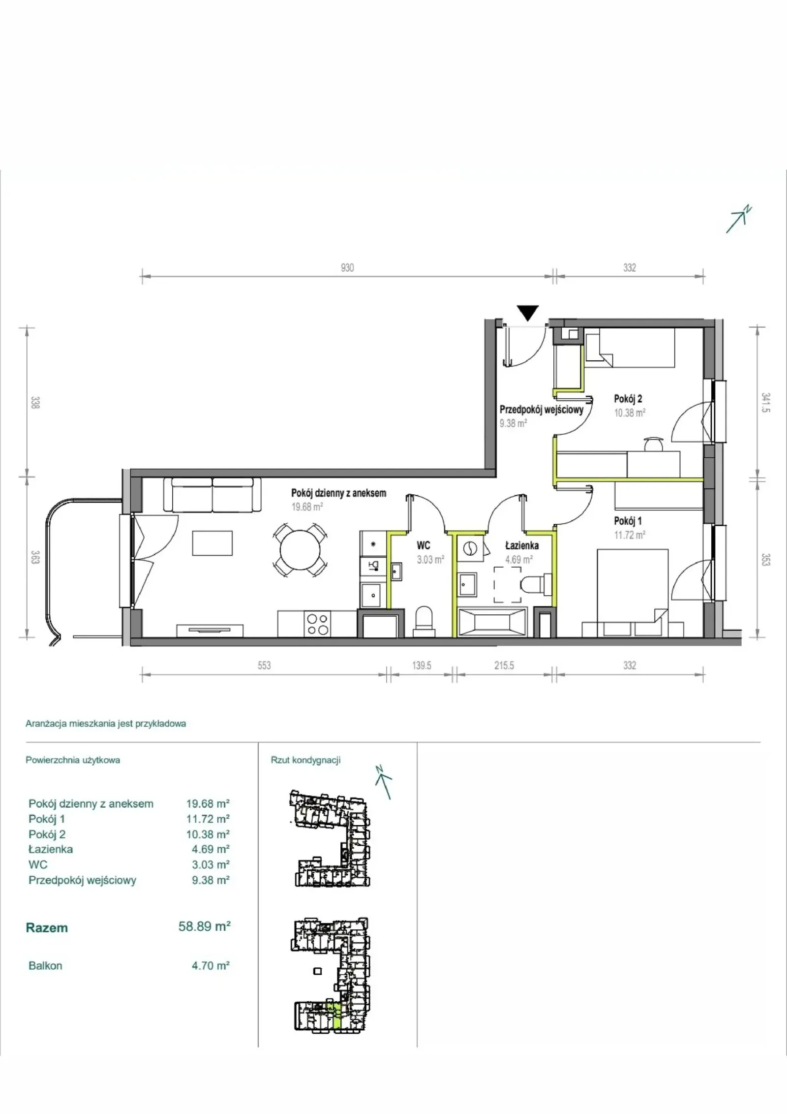 Floor plan: Apartment no. B/3/166