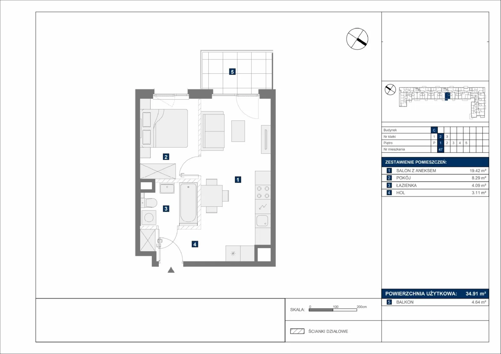 Floor plan: Apartment no. C47
