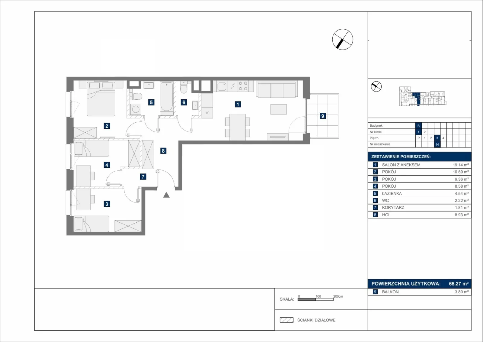 Floor plan: Apartment no. B14
