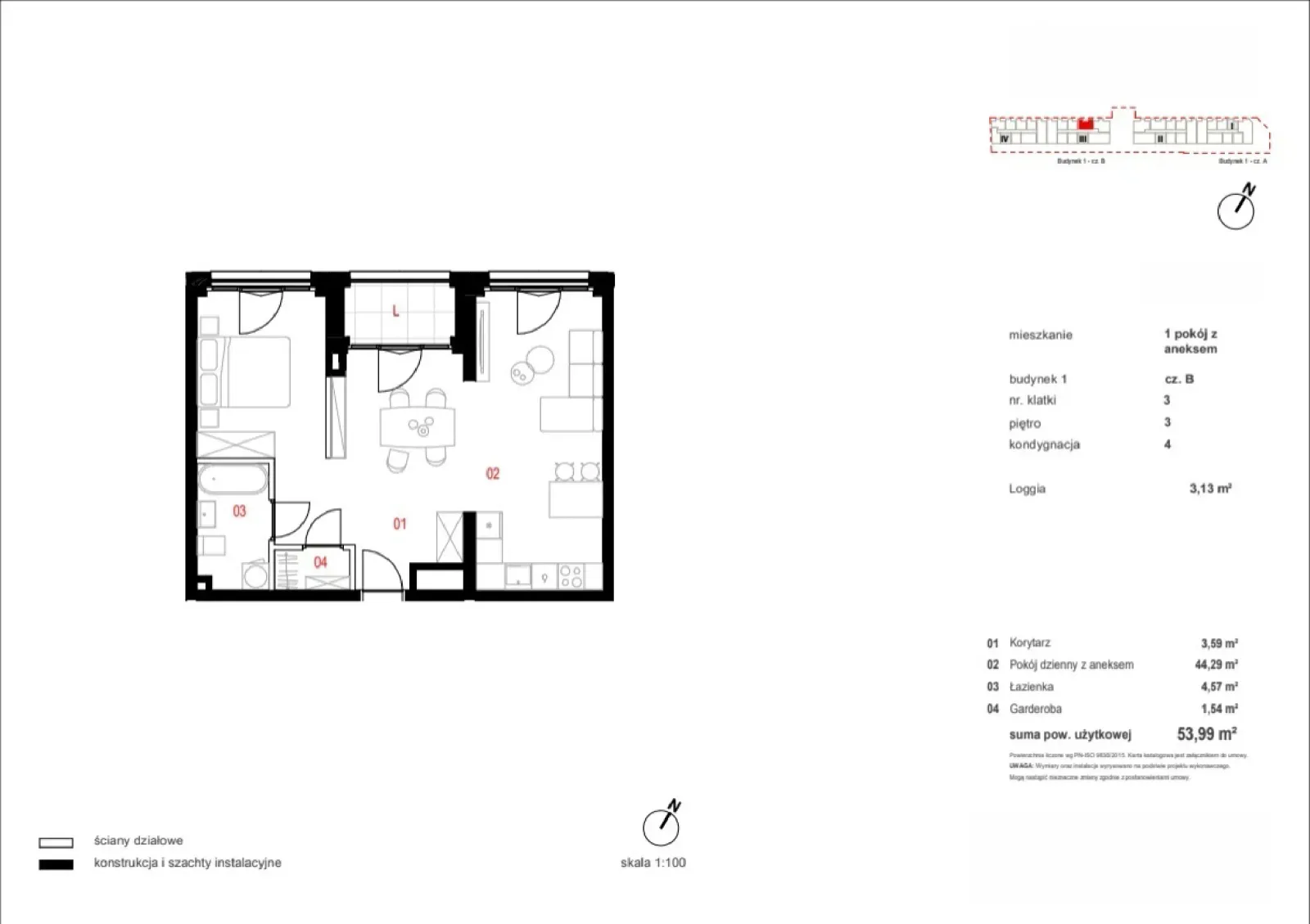 Floor plan: Apartment no. B/03/03/116
