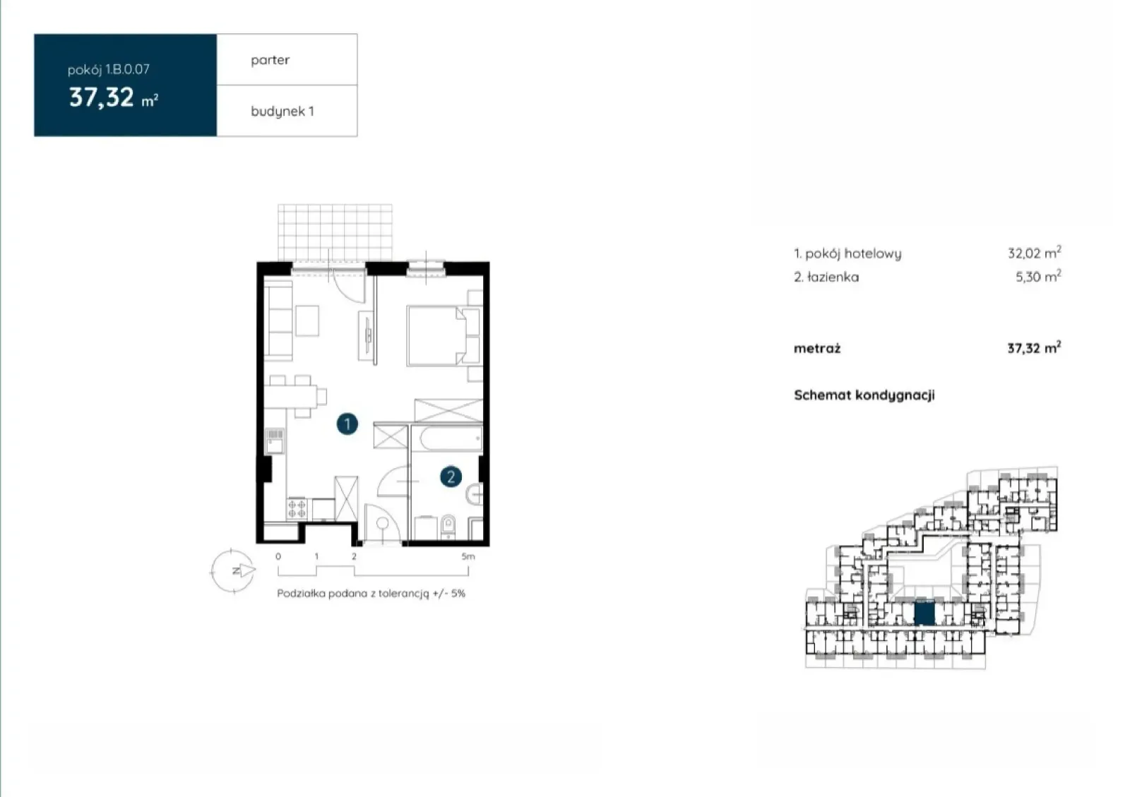 Floor plan: Apartment no. 1.B.0.07