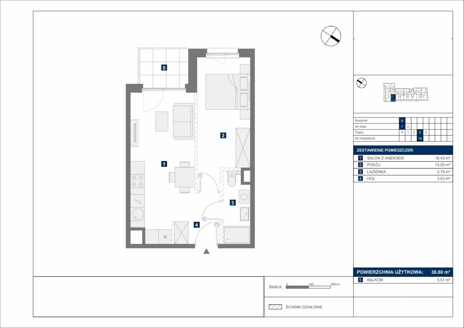 Floor plan: Apartment no. B16