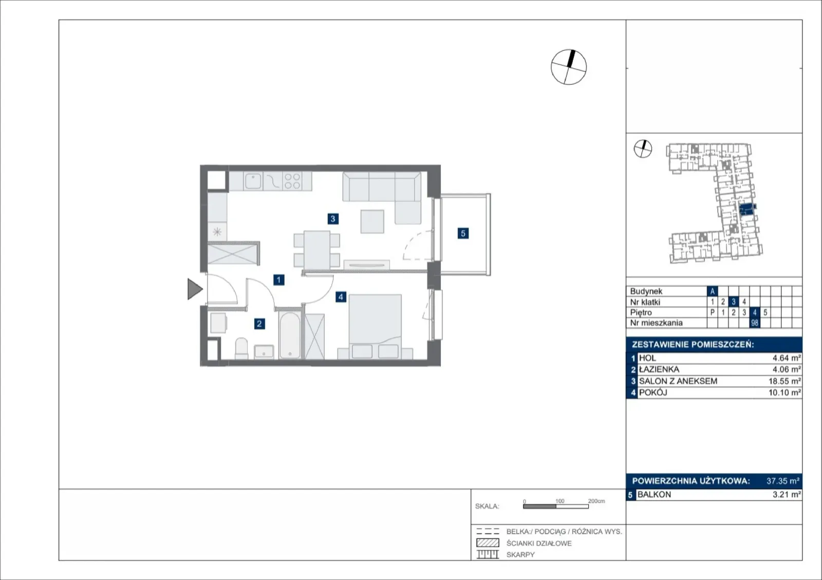 Floor plan: Apartment no. A98