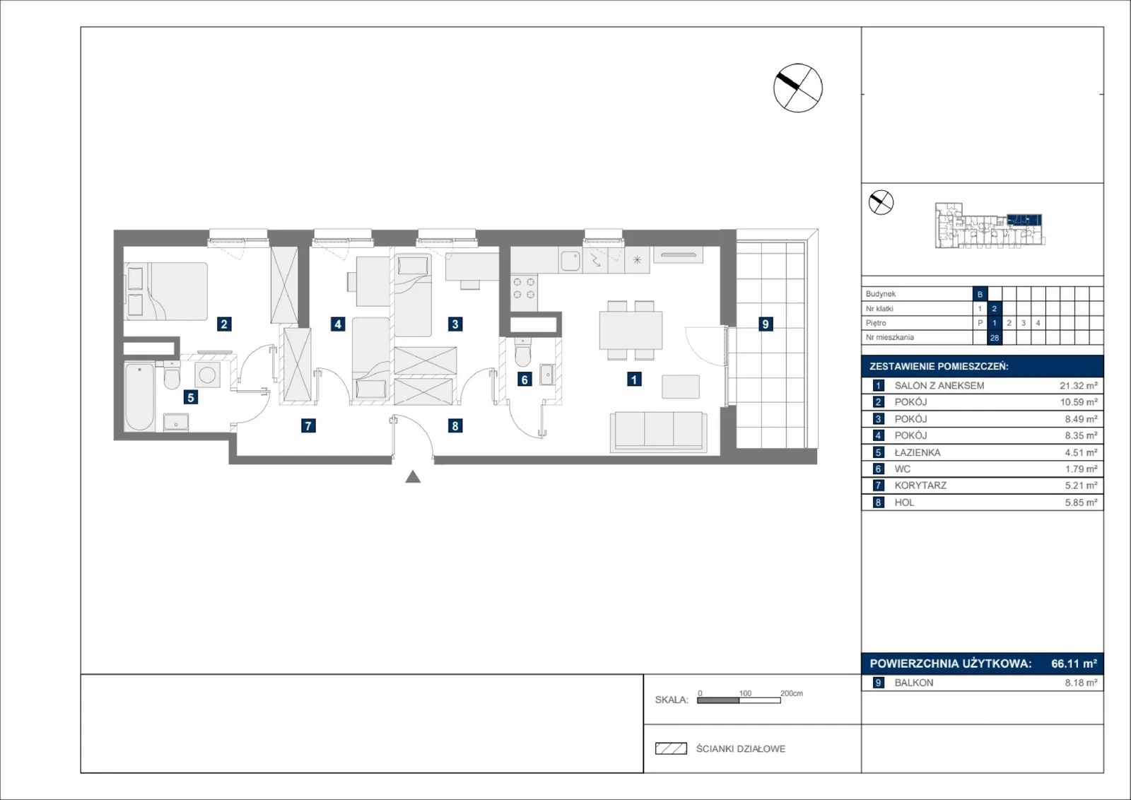 Floor plan: Apartment no. B28